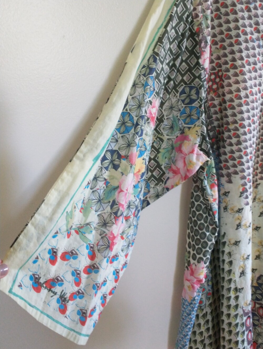 Johnny Was Multi-Color Floral & Geometric Patchwork Henley Tunic 2X - Picture 4 of 10